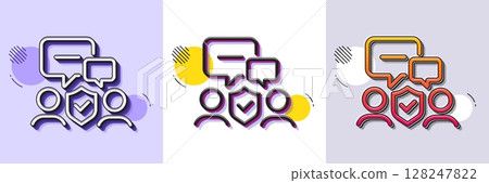 Security agency line icon. Halftone dotted pattern. Gradient icon with grain shadow. Body guards sign. Private protection symbol. Line security agency icon. Various designs. Vector 128247822
