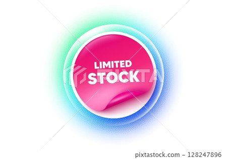 Limited stock sticker blue gradient. Paper offer price tag. Limited stock sale tag. Special offer price sign. Advertising discounts symbol. Sticker label. Grain dots effect. Vector 128247896