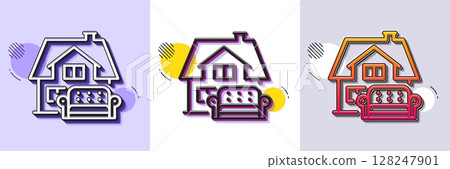 Furniture moving line icon. Halftone dotted pattern. Gradient icon with grain shadow. Home sofa sign. House couch symbol. Line furniture moving icon. Various designs. Vector Furniture moving line icon. Halftone dotted pattern. Gradient icon with grain shadow. Home sofa sign. House couch symbol. Line furniture moving icon. Various designs. Vector 128247901
