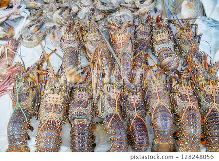 Freshly caught seafood at a market in Kota Kinabalu, Borneo, Malaysia. Freshly caught seafood at a market in Kota Kinabalu, Borneo, Malaysia. 128248056