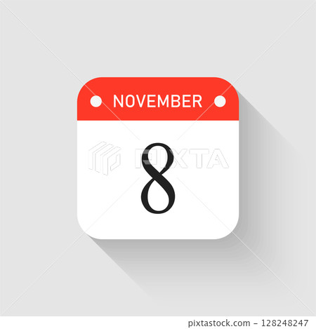 Vector icon page day calendar - 8 November month 128248247