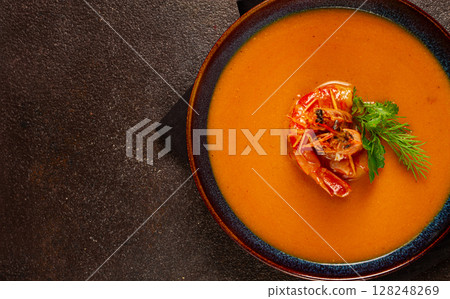 shrimp cream soup, bisque soup, French cuisine, homemade, no people, shrimp cream soup, bisque soup, French cuisine, homemade, no people, 128248269