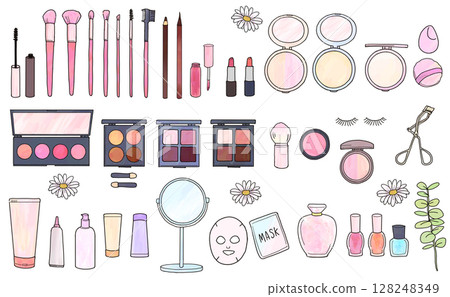 一套化妝工具圖 128248349