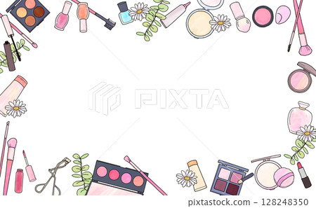 化妝品和花框插圖 128248350