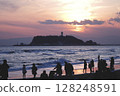 People playing on the beach at sunset, Katase Higashihama, Enoshima 128248591