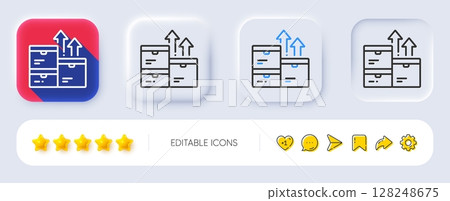 Wholesale goods line icon. Neumorphic, Flat shadow, 3d buttons. Warehouse boxes sign. Logistic inventory symbol. Line wholesale goods icon. Social media icons. Vector 128248675