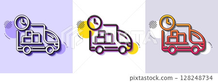 Delivery line icon. Halftone dotted pattern. Gradient icon with grain shadow. Truck service sign. Express shipment symbol. Line delivery icon. Various designs. Vector Delivery line icon. Halftone dotted pattern. Gradient icon with grain shadow. Truck service sign. Express shipment symbol. Line delivery icon. Various designs. Vector 128248734
