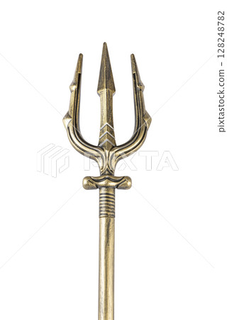 Golden trident isolated on white background with clipping path Golden trident isolated on white background with clipping path 128248782