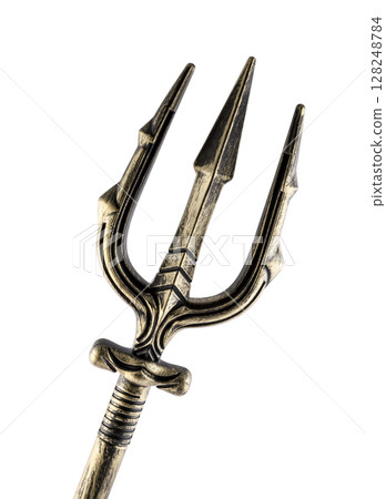 Golden trident isolated on white background with clipping path Golden trident isolated on white background with clipping path 128248784