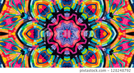 Bright multicolor background with colorful abstract kaleidoscopic pattern Bright multicolor background with colorful abstract kaleidoscopic pattern 128248792