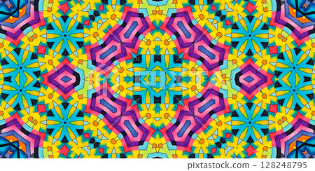 Bright multicolor background with colorful abstract kaleidoscopic pattern 128248795