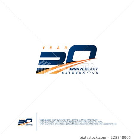 30 Years Anniversary logotype design flat style design template 30 Years Anniversary logotype design flat style design template 128248905
