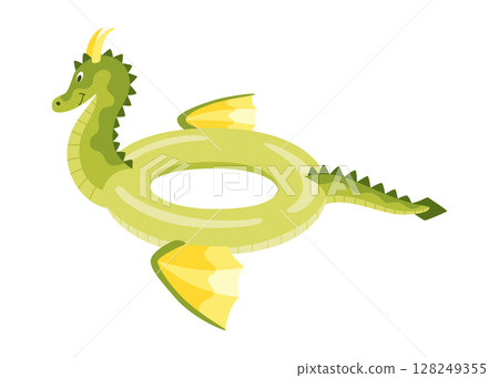 Inflatable swim pool ring. Colorful floater element for beach, swimming pool lifebuoy and life saver equipment. Inflatable rubber toy, cartoon vector illustration 128249355