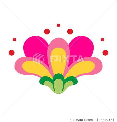 Mexican traditional flower. Ethnic embroidery decoration. Ornate folk graphic, wallpaper element. Festive mexican floral motif. Vector illustration 128249371