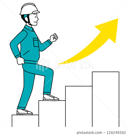 Male worker going up the stairs 128249382