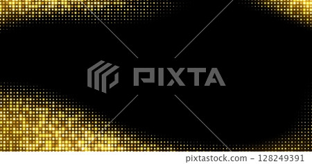 Golden halftone background, abstract glittering dots backdrop, disco texture design, shiny confetti banner. Golden halftone background, abstract glittering dots backdrop, disco texture design, shiny confetti banner. 128249391