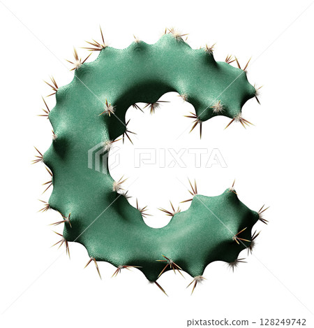 Cactus Shaped as Letter C on White Background Cactus Shaped as Letter C on White Background 128249742