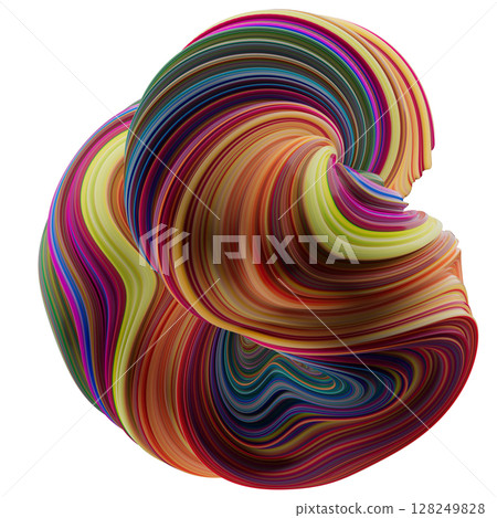 Abstract Swirled Torus With Vibrant Reds and Greens 128249828