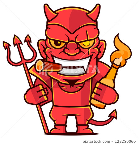 angry boss smoking cigar and blaming businessman 128250060