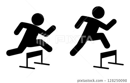 Pictogram of people jumping over hurdles 128250098