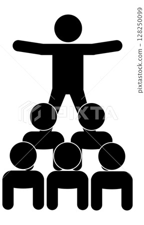 Pictogram of people doing group gymnastics to make a pyramid Pictogram of people doing group gymnastics to make a pyramid 128250099