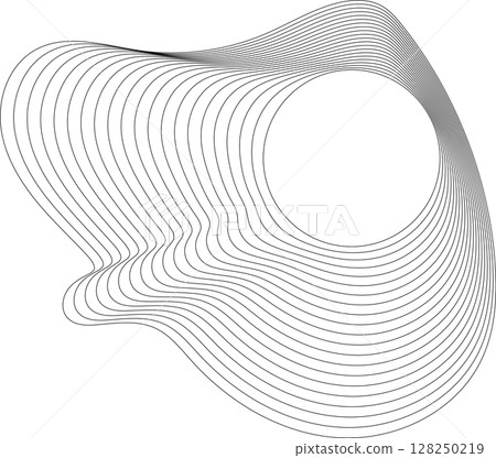 Flowing wave lines circle frame. Design liquid shapes 128250219