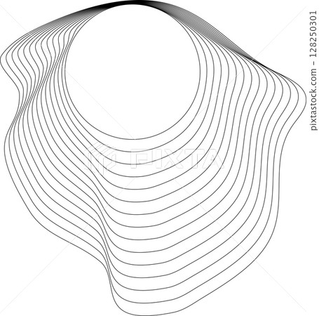 Flowing wave lines circle frame. Design liquid shapes 128250301