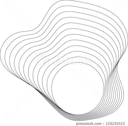 Flowing wave lines circle frame. Design liquid shapes 128250322