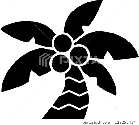 Simple and stylish palm tree icon, black and white silhouette vector illustration, symbol of summer, beach and tropical 128250434