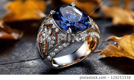 Elegant Vintage Tanzanite Cocktail Ring with Intricate Design and Luxury 128251556