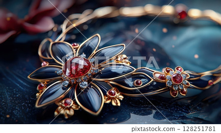Exquisite Ruby Necklace with Floral Design and Elegant Details 128251781