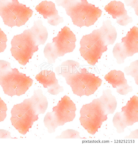 Seamless pattern with watercolor spots of peach, pink colors on a white background. Seamless pattern with watercolor spots of peach, pink colors on a white background. 128252153