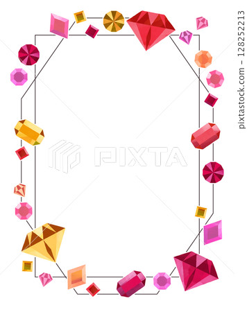 Glittering cute jewel illustration frame, vertical Glittering cute jewel illustration frame, vertical 128252213