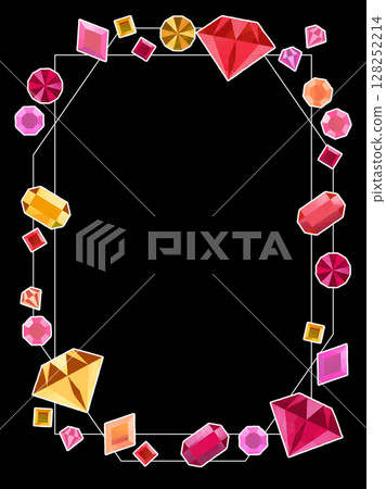 Glittering cute jewel illustration frame, vertical Glittering cute jewel illustration frame, vertical 128252214