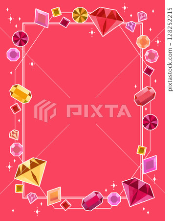 Glittering cute jewel illustration frame, vertical Glittering cute jewel illustration frame, vertical 128252215