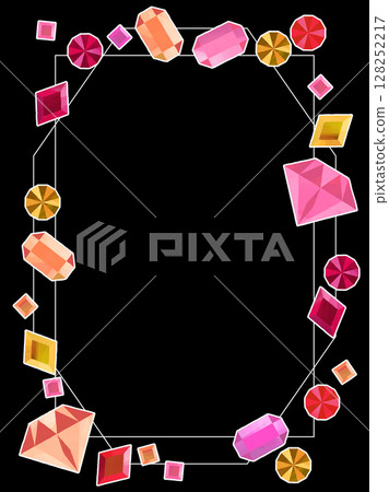 閃閃發光的可愛寶石插圖框，垂直 128252217