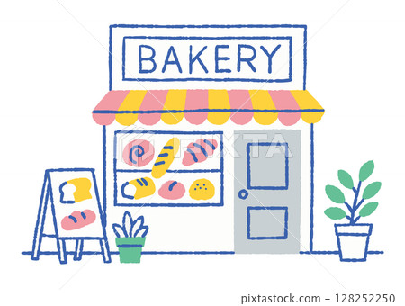 街角一家可愛麵包店的外觀_顏色 街角一家可愛麵包店的外觀_顏色 128252250