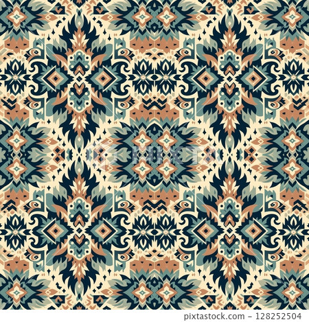 vector seamless pattern for design, fabric, textile, website or printing, pattern, wallpaper with floral ornament 128252504