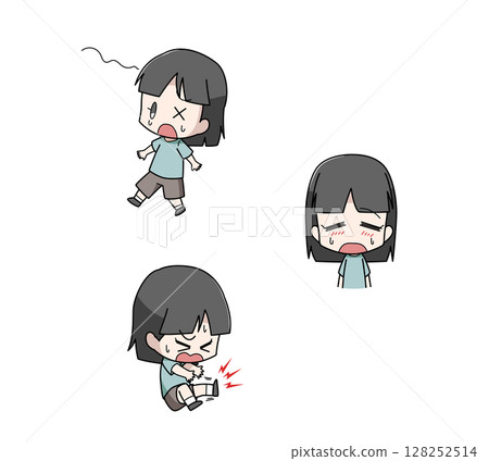 3 幅出現中暑早期症狀的女孩插圖 3 幅出現中暑早期症狀的女孩插圖 128252514