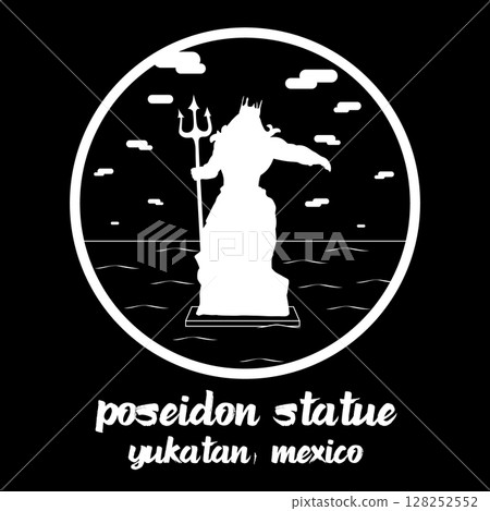 Circle Icon Poseidon Statue. Vector illustration 128252552