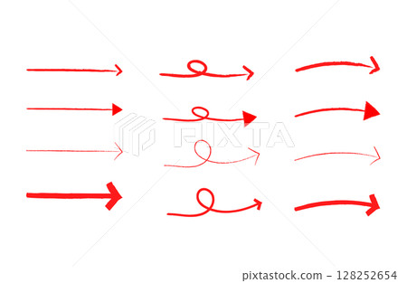 Hand-drawn arrow set red vector Hand-drawn arrow set red vector 128252654