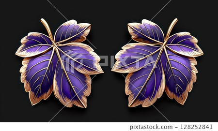 Elegant Amethyst Gold Earrings Shaped Like Leaves for Fashion Accessories 128252841