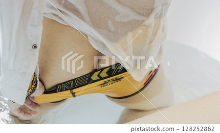 Bathroom Men's portrait Underwear Pants Buttocks Bathroom Men's portrait Underwear Pants Buttocks 128252862