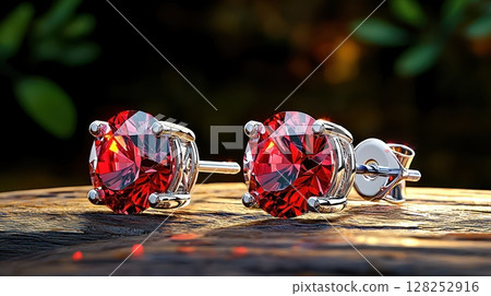 Elegant Ruby Stud Earrings with Large Round Cut Gemstones Sparkle 128252916