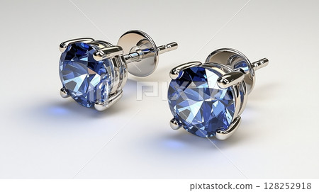 Elegant Sapphire Stud Earrings with Large Round Cut Design and Shine 128252918
