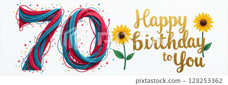 Colorful 70th birthday banner. 128253362