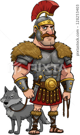 Roman with Wolf Companion Roman with Wolf Companion 128253403