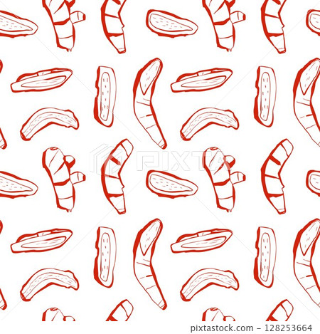 Red ginger root seamless pattern in hand drawn style for health food packaging or kitchen textile 128253664