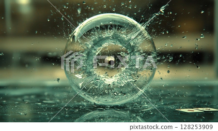 bullet travels incredible speed, piercing through playing card Shockwaves ripple through air, sending tiny fragments scattering, showcasing principles of motion and impact bullet travels incredible speed, piercing through playing card Shockwaves ripple through air, sending tiny fragments scattering, showcasing principles of motion and impact 128253909