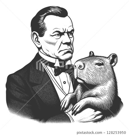 Gentleman Holding Capybara vector illustration Gentleman Holding Capybara vector illustration 128253950
